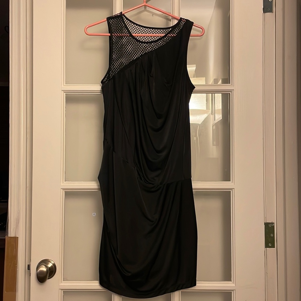 A|X Armani exchange unique shoulder netted dress petit small